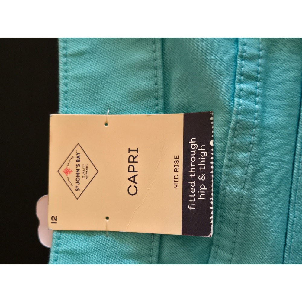 St Johns Bay Aqua Sail Blue Capri Pants Womens 12 New Repreve Cropped Trousers - Picture 9 of 10